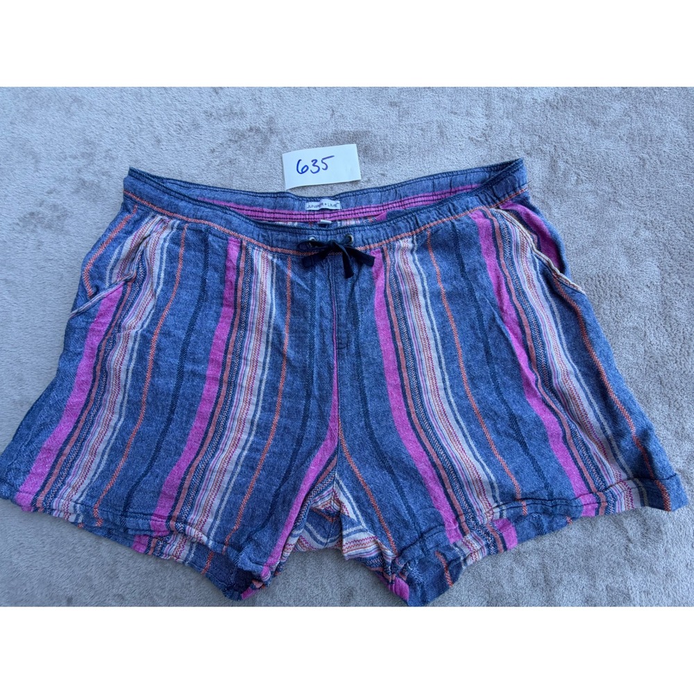 Juniper + Lime Shorts Womens XL Blue Pink Striped Drawstring Casual